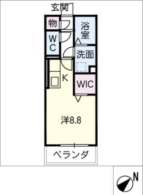 GRAND D-ROOM呼続(ワンルーム/3階)の間取り写真