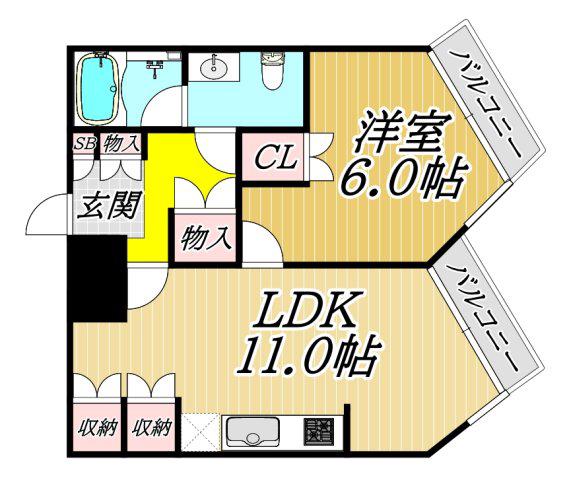 キューブ武庫川VII(1LDK/3階)の間取り写真