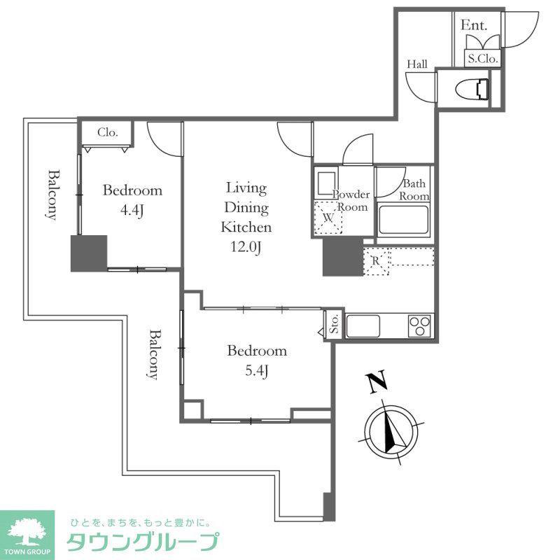 リバーシティ21新川(2LDK/10階)の間取り写真