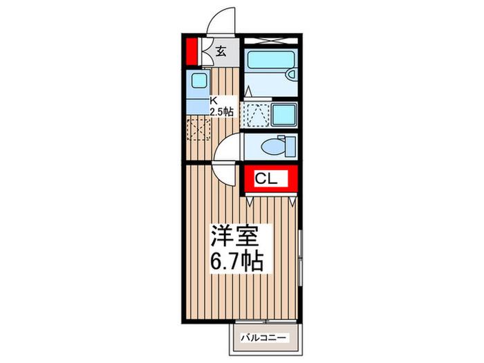 エルフォンテーヌ(1K/1階)の間取り写真
