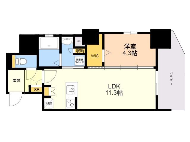 エンクレスト天神TERRACE(1LDK/2階)の間取り写真