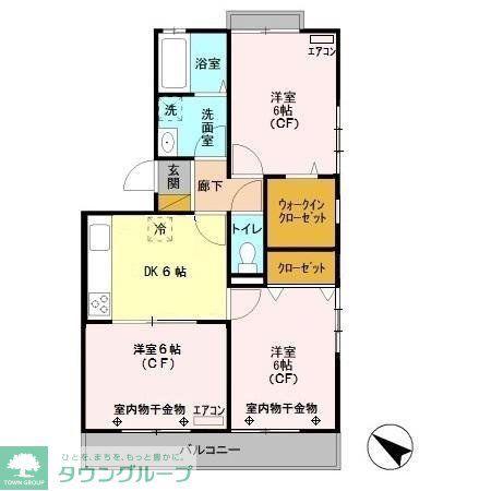 グリーンヒルズ(3DK/2階)の間取り写真