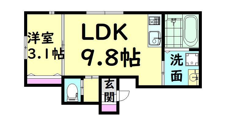 QHOME桑原(1LDK/1階)の間取り写真