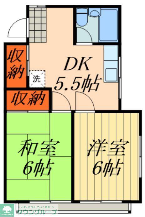 コーポ里(2DK/2階)の間取り写真