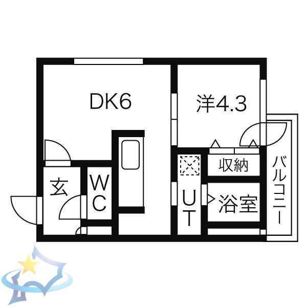VIVACEN4(1DK/1階)の間取り写真
