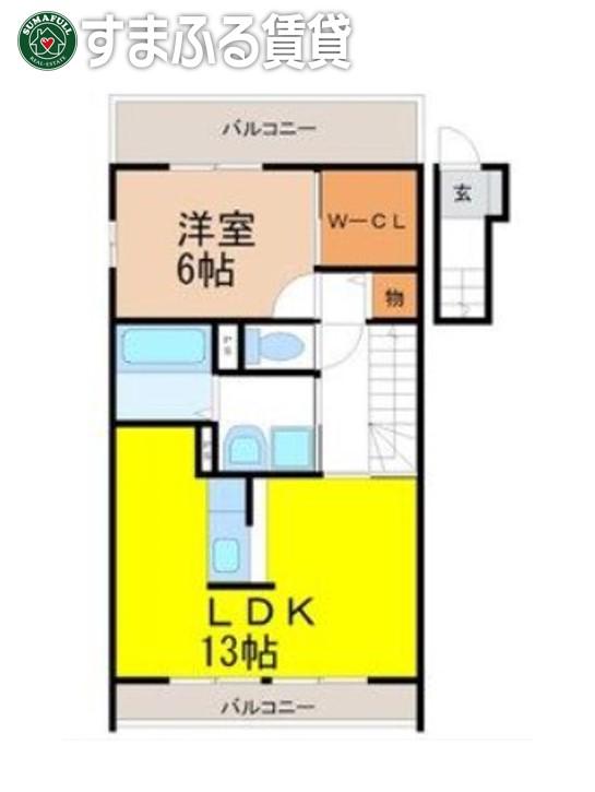 ウィルグレイス(1LDK/2階)の間取り写真