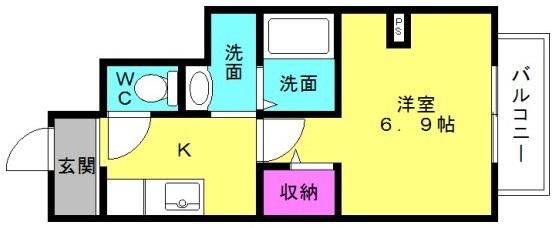 パークサイド足立(1K/1階)の間取り写真