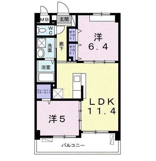 ヴィラ・アリーエ(2LDK/3階)の間取り写真