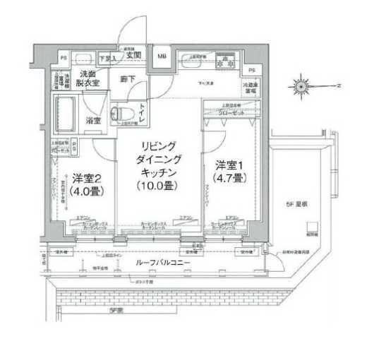 アイル プレミアム江古田(2LDK/6階)の間取り写真