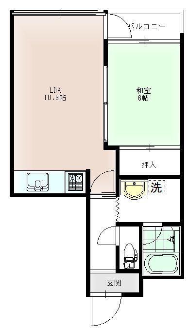 エクセラート天王寺東(1LDK/3階)の間取り写真