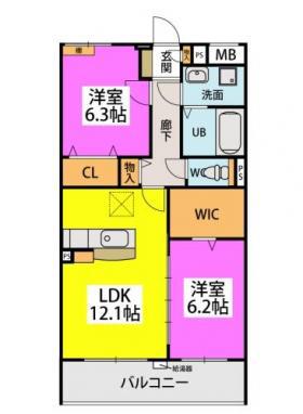 コリエンテ(2LDK/3階)の間取り写真