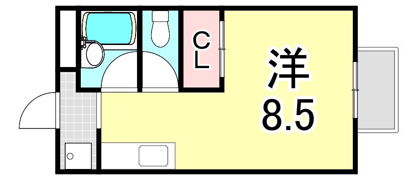 エメロード西宮(ワンルーム/1階)の間取り写真