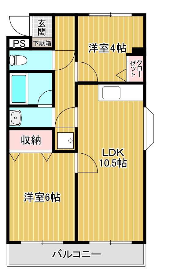 レジデンスNB(2LDK/1階)の間取り写真
