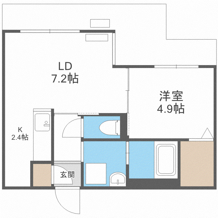 FRAN北6条(1LDK/1階)の間取り写真