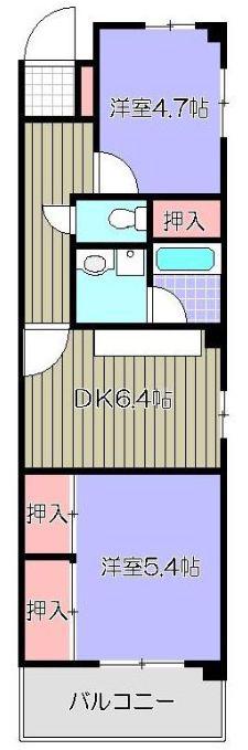 シャルル中山(2DK/3階)の間取り写真