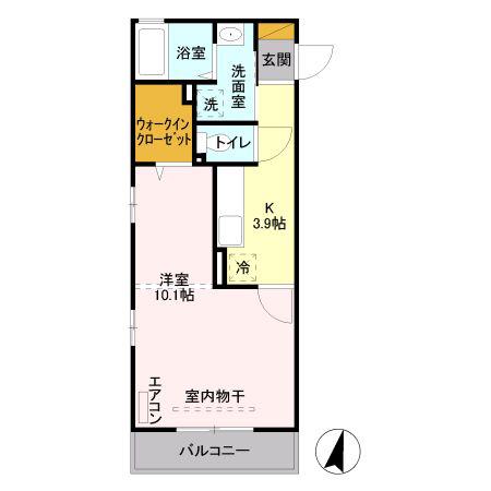 LA-VESPA門井町(1K/3階)の間取り写真