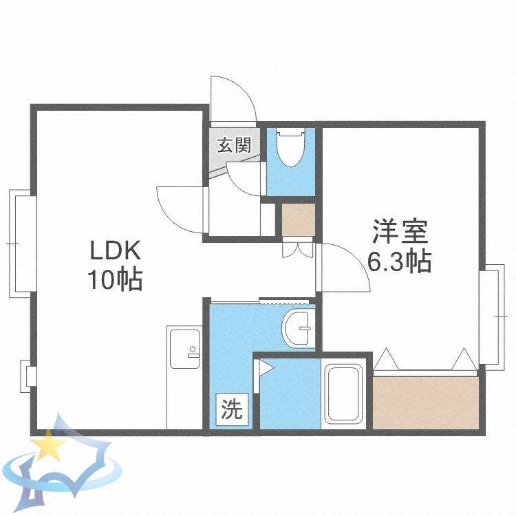 シングルステージ山の手通(1LDK/2階)の間取り写真