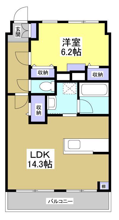 新大邦ビル(1LDK/2階)の間取り写真