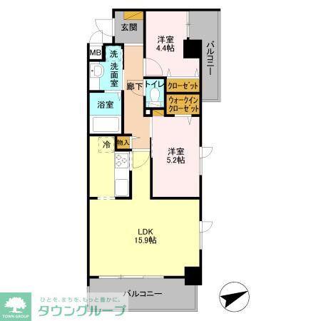 クレアガーデン(2LDK/4階)の間取り写真