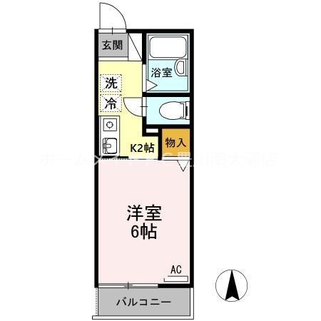 ハミング南牛川(1K/1階)の間取り写真