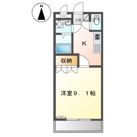 アビタシオン朝日(1K/1階)の間取り写真