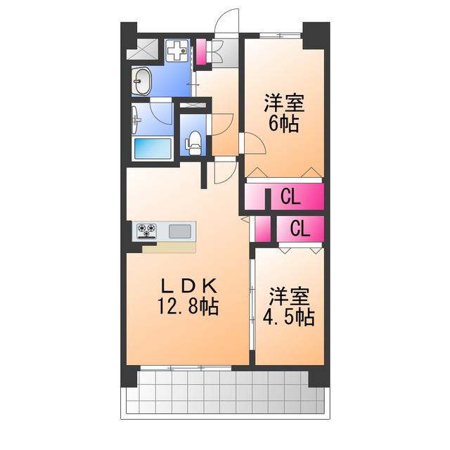 フェリスシエロ堺(2LDK/10階)の間取り写真