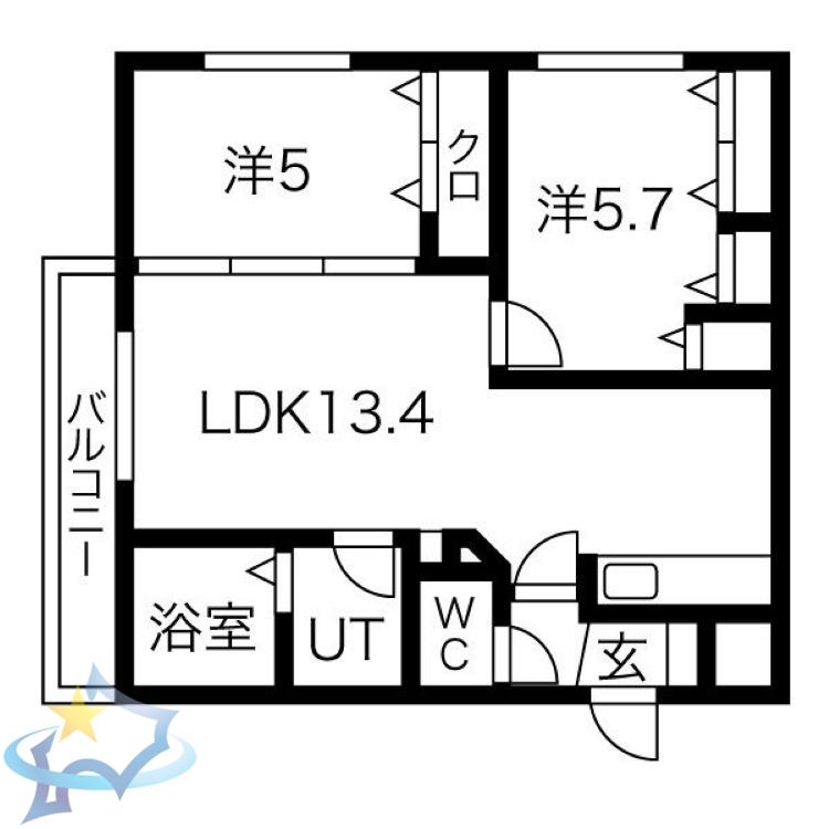LAYLA(2LDK/2階)の間取り写真