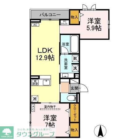 WILLKOMMEN(2LDK/2階)の間取り写真