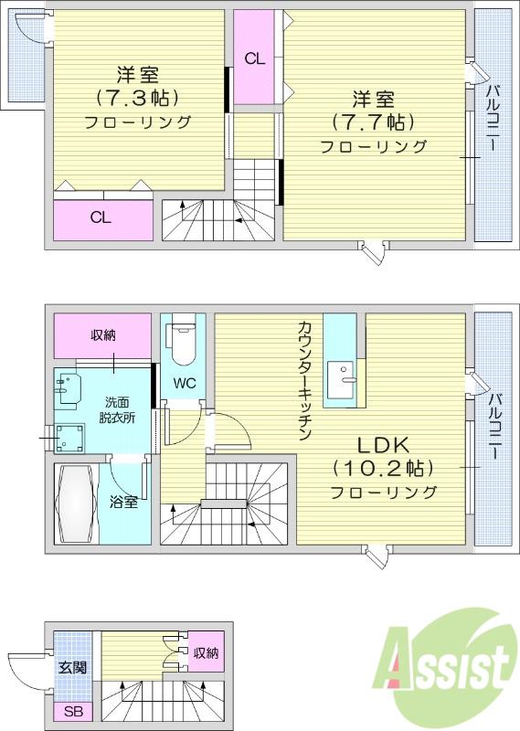APT K 3(2LDK/2階)の間取り写真