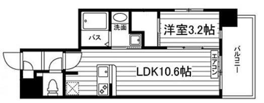 UNITWINTOWERETERNITY(1LDK/7階)の間取り写真