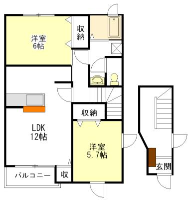 ベルエトワール A・B棟(2LDK/2階)の間取り写真