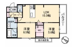 アズール牛田本町(2LDK/2階)の間取り写真