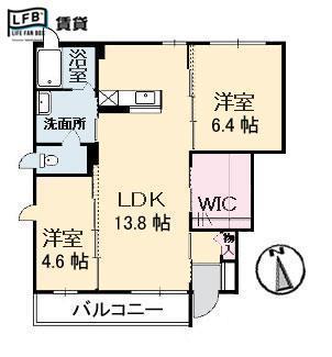 ラ・カーサ・アザレア(2LDK/1階)の間取り写真