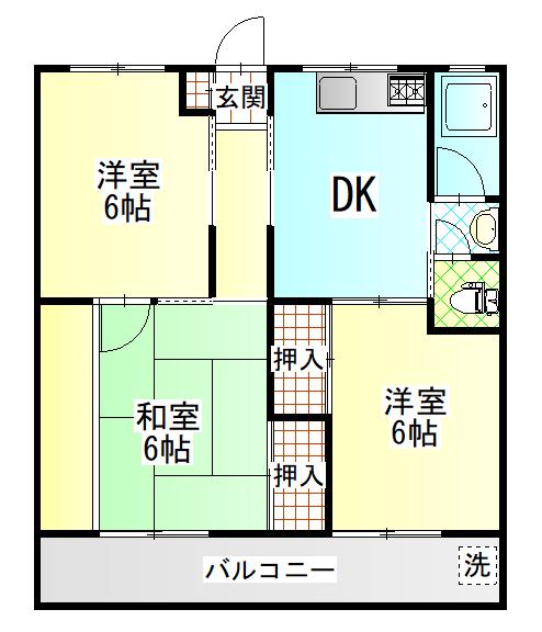 マンション加地(3DK/3階)の間取り写真