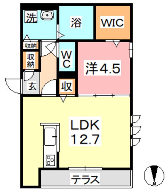 シェモア笹沖(1LDK/1階)の間取り写真