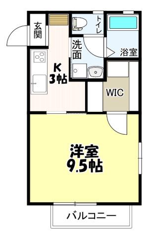 クレール大町(1K/2階)の間取り写真