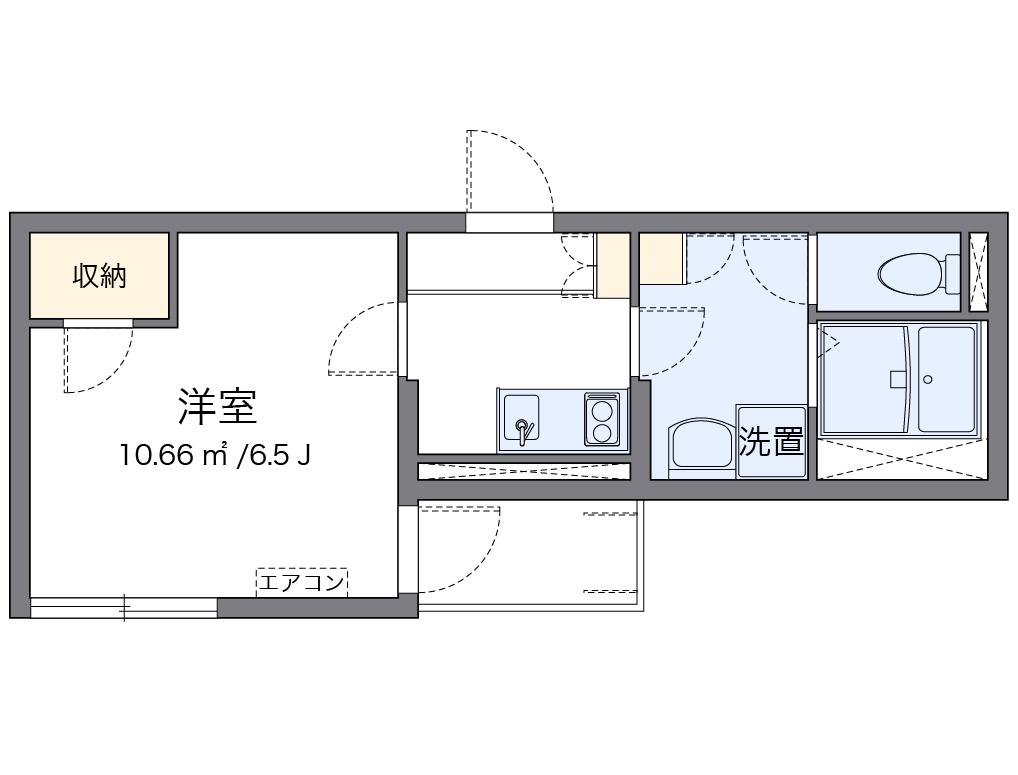 クレイノ清水せいわ(1K/2階)の間取り写真