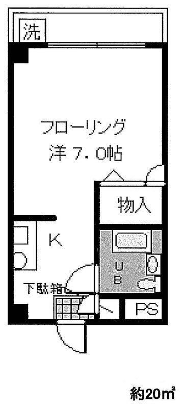 マンション谷佐(1K/3階)の間取り写真