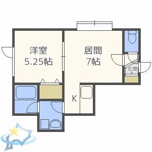 ユニオンライフ(1LDK/2階)の間取り写真