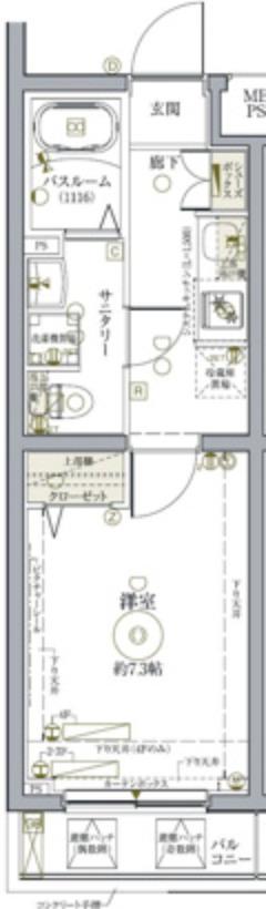 クレヴィスタ練馬武蔵関(1K/3階)の間取り写真
