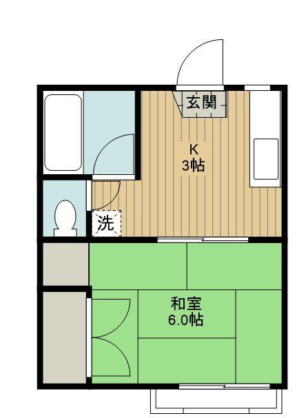 コーポ圭(1K/2階)の間取り写真