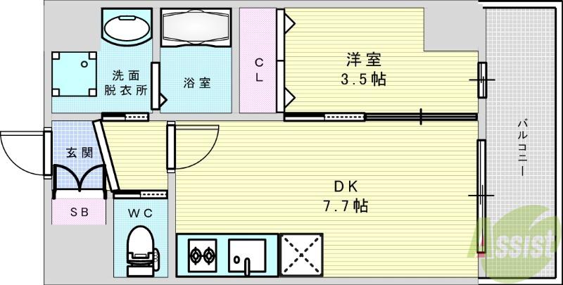 ソルエストラーダ(1DK/4階)の間取り写真