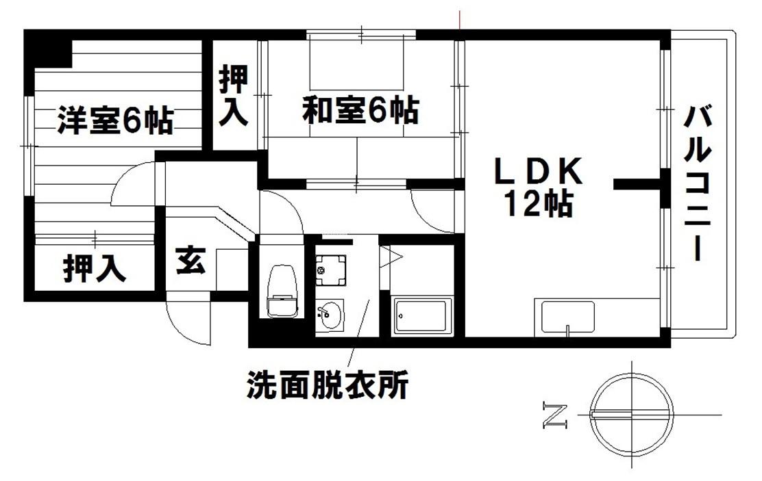 シャトー汐路(2LDK/3階)の間取り写真
