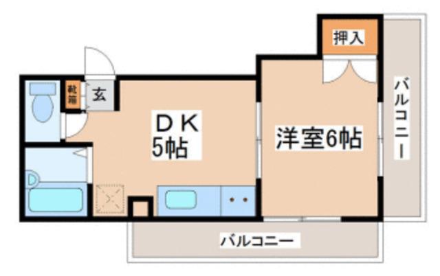 協栄ビル(1DK/4階)の間取り写真