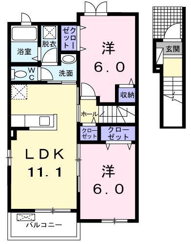 クラリス(2LDK/2階)の間取り写真