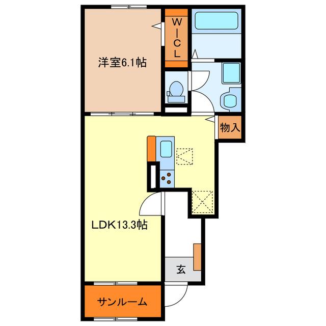 ヘリテージ(1LDK/1階)の間取り写真