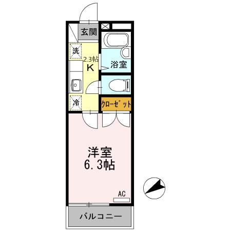 第IIメゾン谷端(1K/1階)の間取り写真