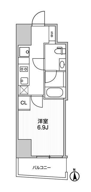 ルミーク文京湯島(1K/6階)の間取り写真