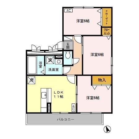 ハリークレストA(3LDK/2階)の間取り写真
