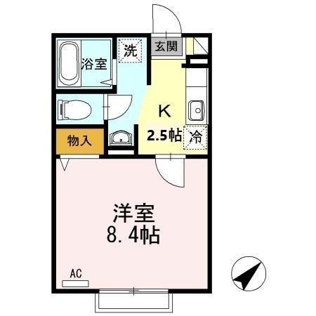 センターロードB棟(1K/1階)の間取り写真